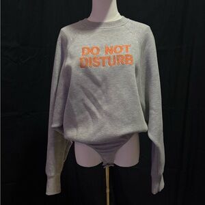 AKIRA Gray and Orange 'Do Not Disturb' Bodysuit